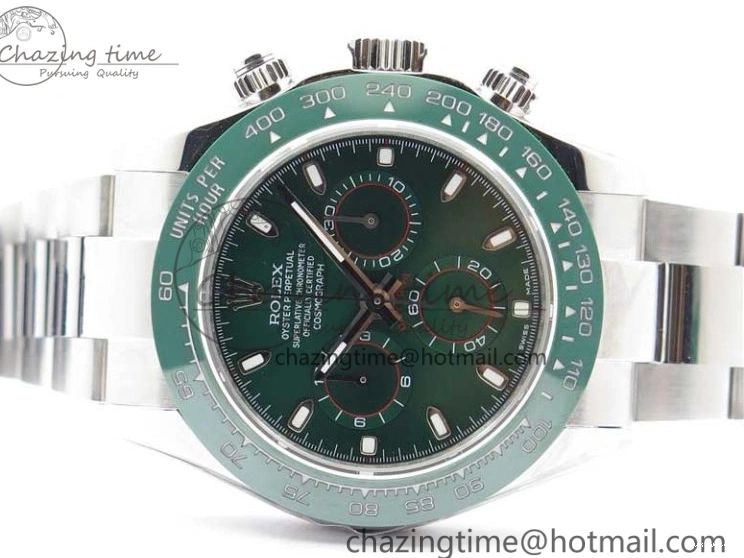 Ceramic A7750 Daytona on Dial SS Green 116520 Real SS Stick Markers Bezel Bracelet Edition UBF Best 0301